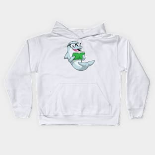 Dolphin as Nerd with Glasses & Book Kids Hoodie